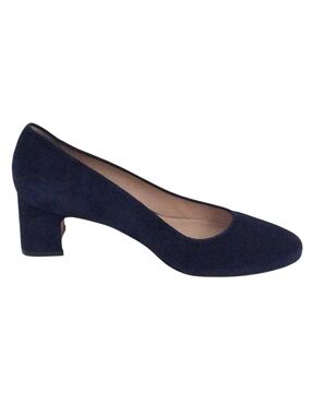 Stuart Weitzman Navy Blue Suede Block Pumps Heels- Size 9